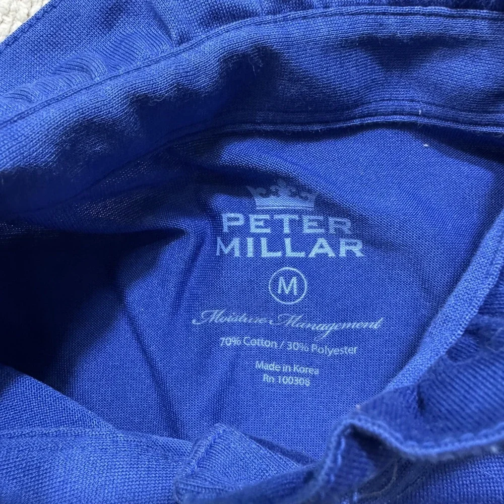 Peter Millar Pullover Shirt Mens Medium Blue Mock Neck Long Sleeve Golf Casual